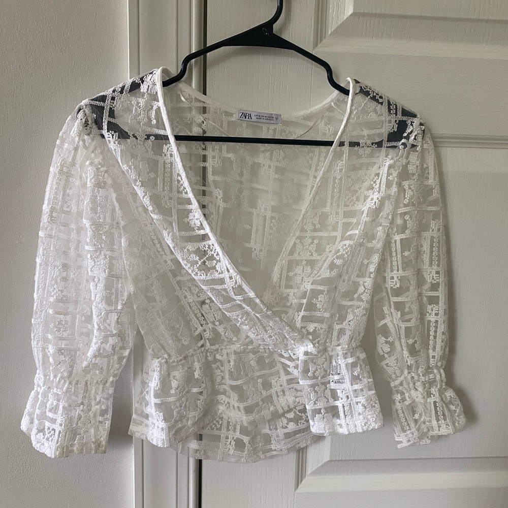 White lace Zara blouse, medium